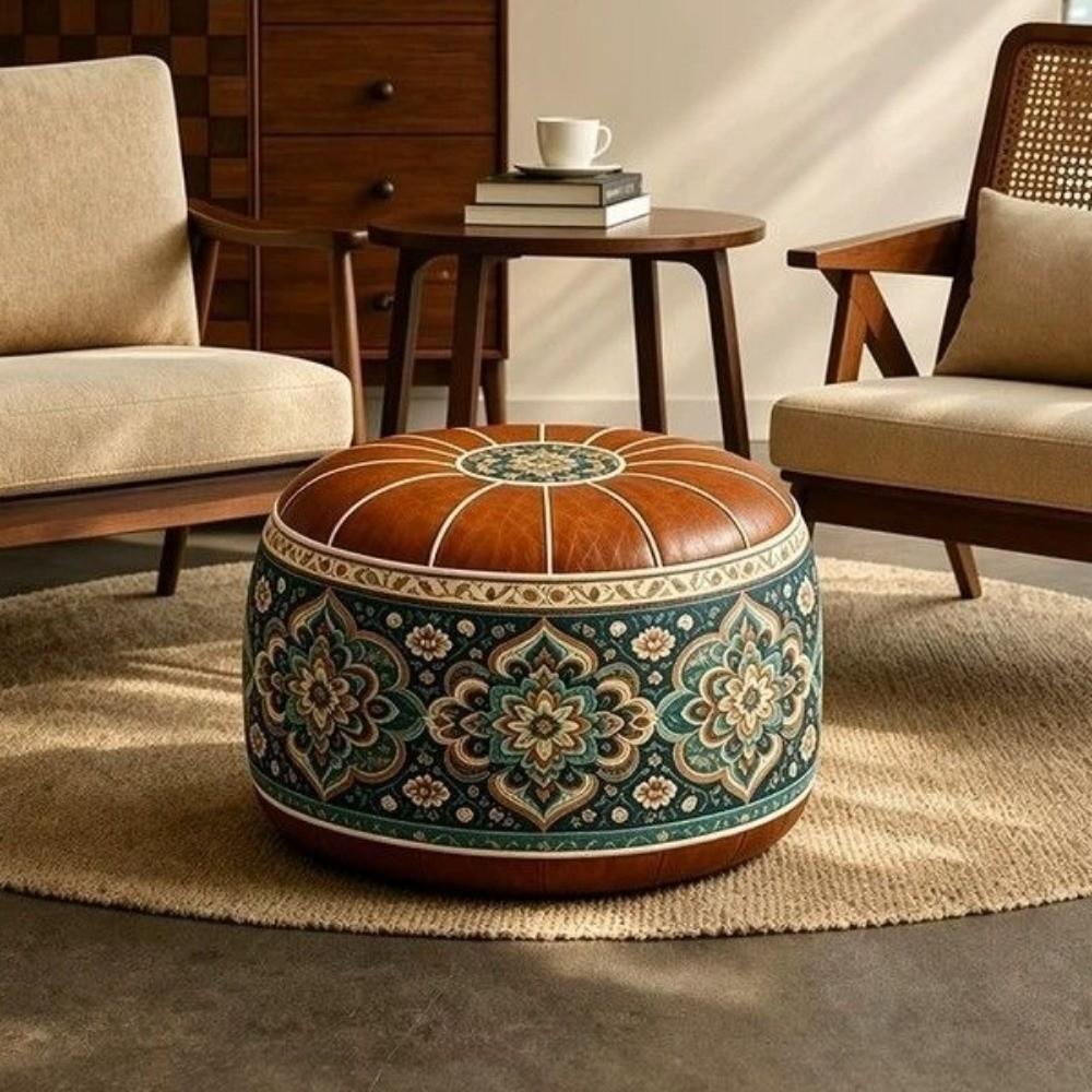 PU Leather Boho Style Seat Cushion Cover Unstuffed Storage Leg Bench Sofa Stool Cover  Balcony
