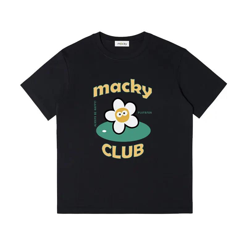 Korean High-quality MACKY Golf 24 Women's Letter-printed Flower Short-sleeved T-shirt Printed Crew-neck Top Graphic T Shirts