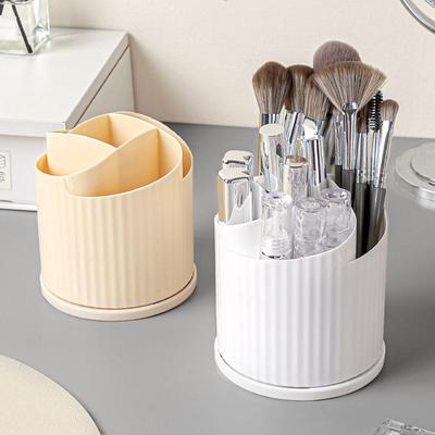 360 Rotating Makeup Brush Holder 5 Slots Cosmetic Organizer Flower Design Spinning Makeup Brush Cup Pen Holder for Vanity Eyeliners Eyebrow Pencils