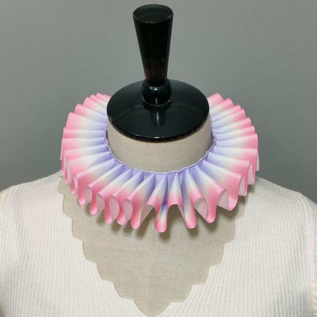 Vintage Organza Ruffle Fake Collar Elizabethan Neck Ruffle Collar Ensembles Clown Neck Collars