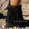 2025 direct sales European and American large-size foreign trade round head fringed fashion short boots women's autumn and winter fashion boots