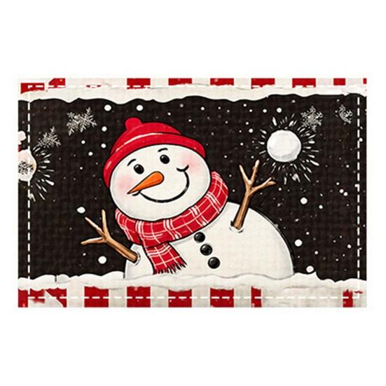 Winter Theme Table Settings Christmas Snowman Placemat, Festive Dining 11.8" x 17.7" Washable Reusable Stain Resistant Mats Fabric Place Mat,