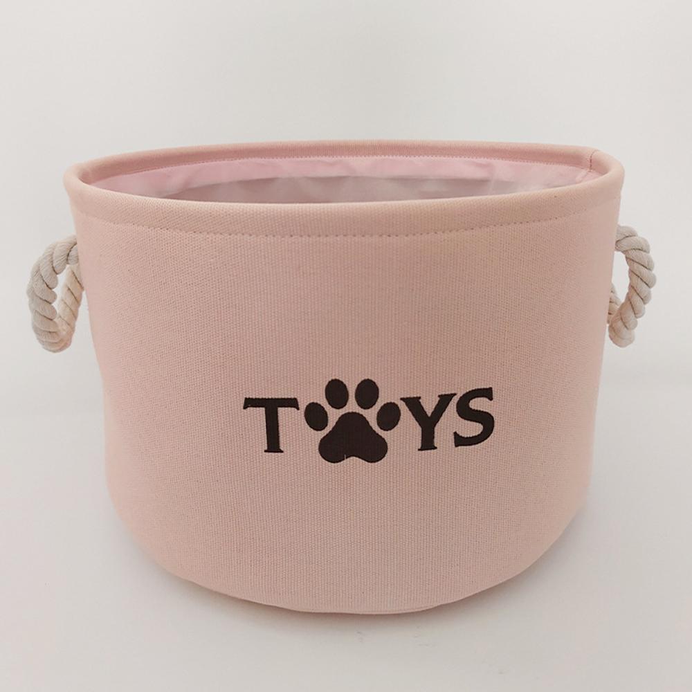 Round Dog Pet Toy Basket Cat Clothes Storage Box Foldable Storage Basket with Handle Pet Supplies
