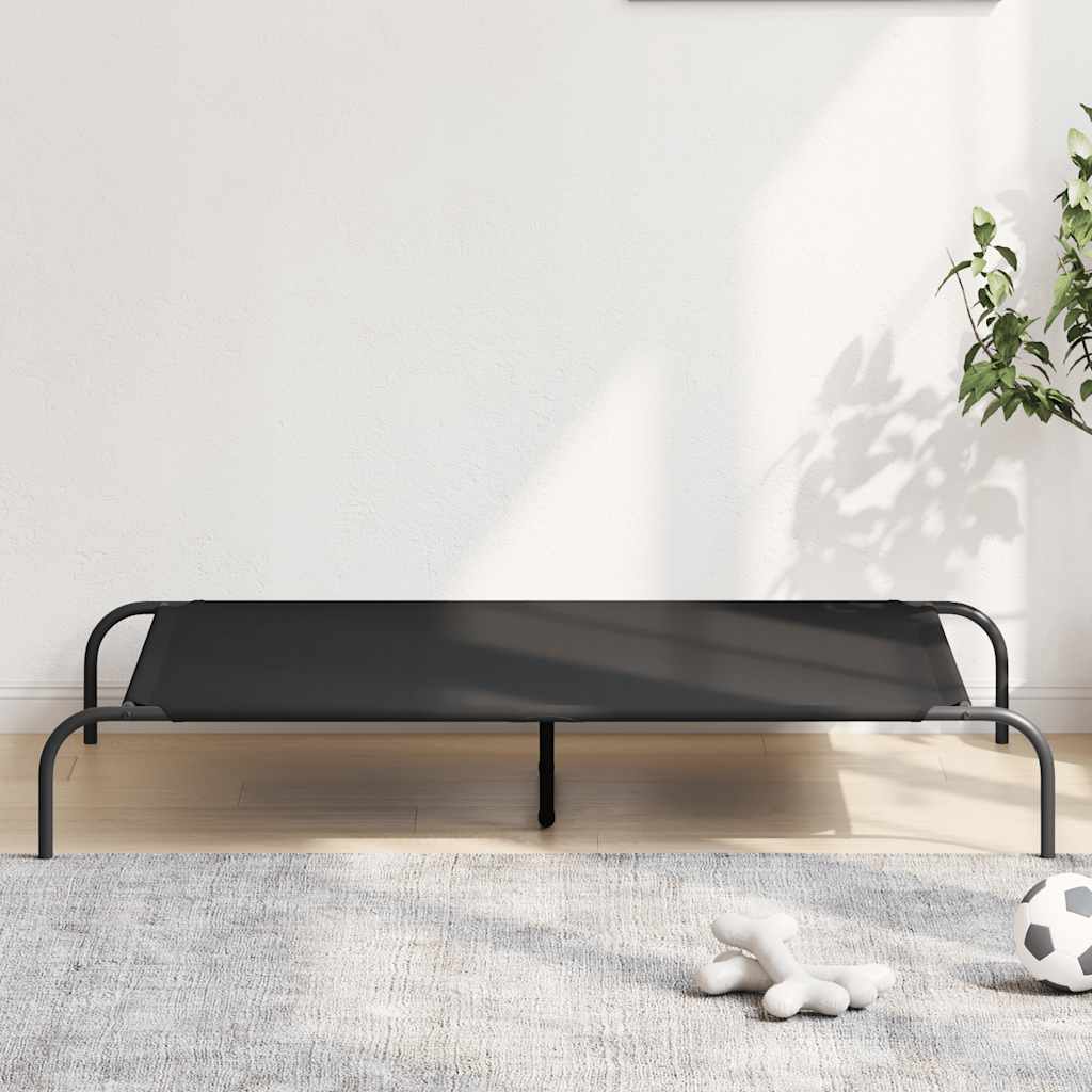 vidaXL Hundebett Erhöht Schwarz 130x80x20 cm Oxford-Gewebe und Stahl schwarz