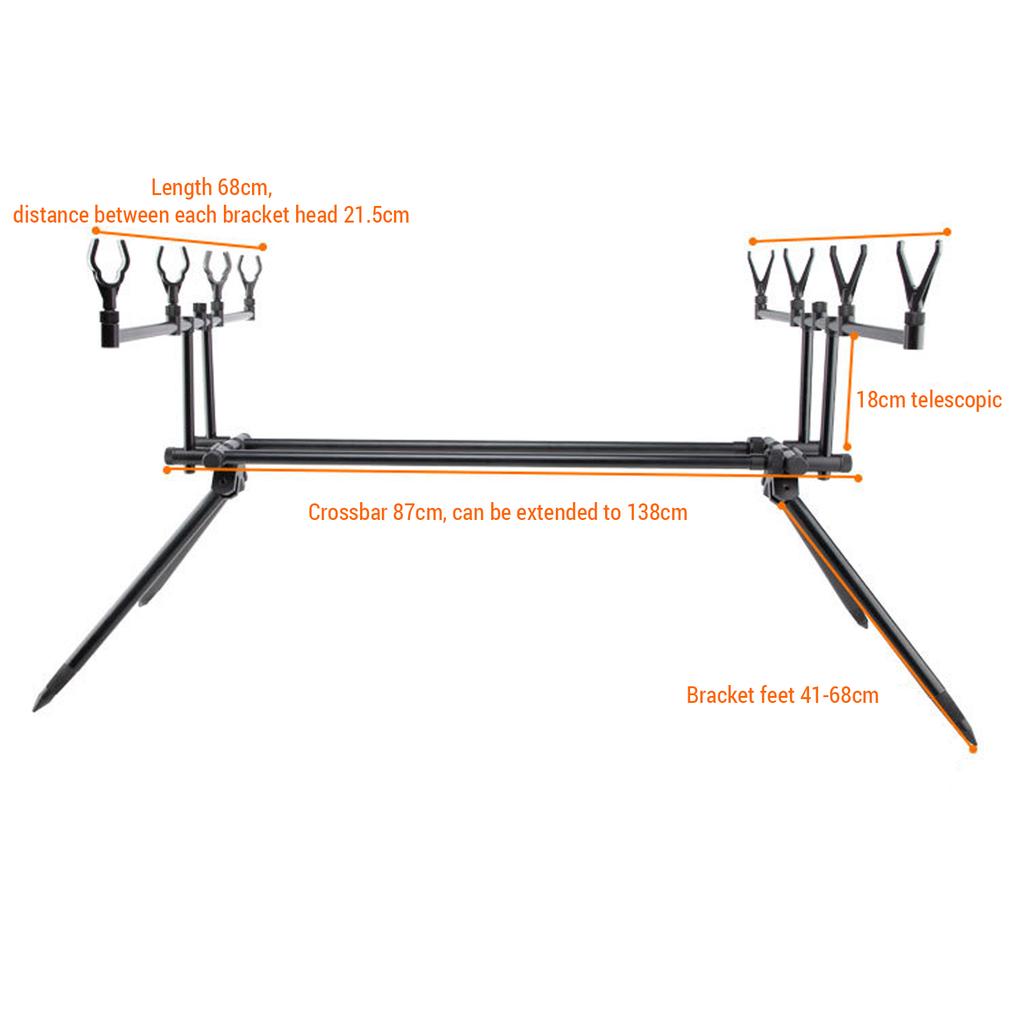 Retractable Fishing Rod Stand Detachable Metal Adjustable Casting Rods Holder