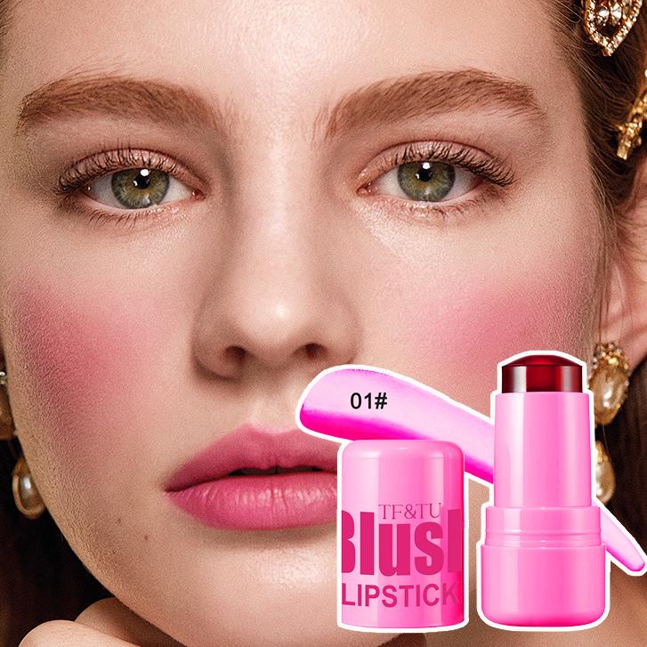 Lápiz labial en barra Jelly Blush Blush para labios y mejillas, de doble uso, de cuatro colores, Q-elastic, con contorno natural, que cambia de color y aclara, dos en uno