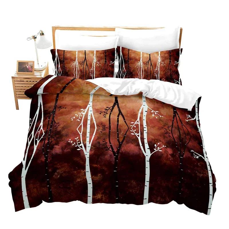 Comforter Tree Branches Botanical Leaves Print Bedding Set Polyester Nature Tree Comforter Queen Full For Kids Adults