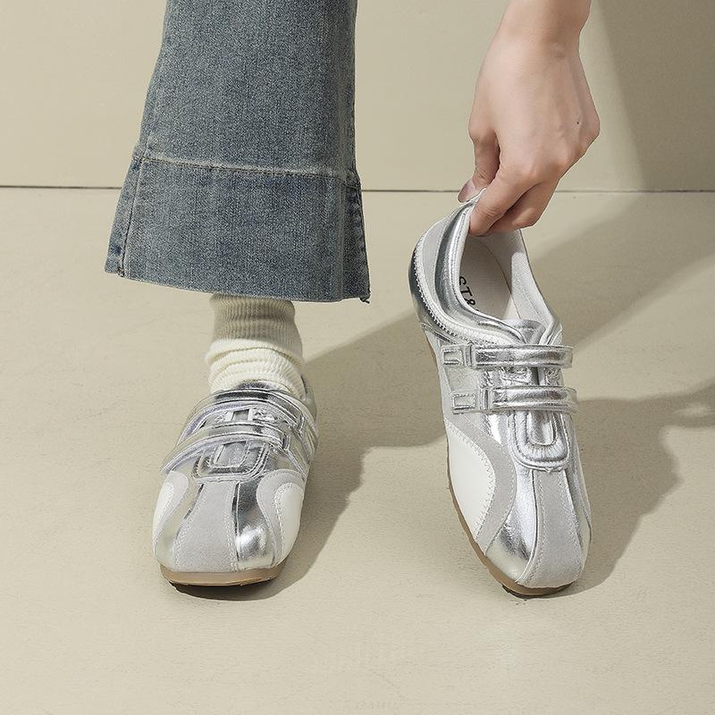 2025 new retro red French Mary Jane shoes women's Velcro casual ballet single shoes flat shoes women