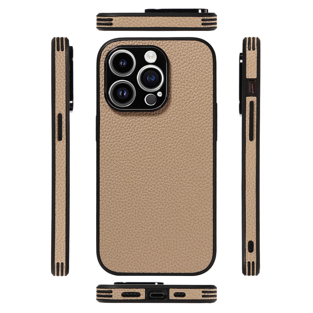 Suitable for iPhone15 Mobile Phone Case 13Pro Lychee Pattern All-inclusive Anti-drop Protective Case Apple 12 Solid Color Leather Case