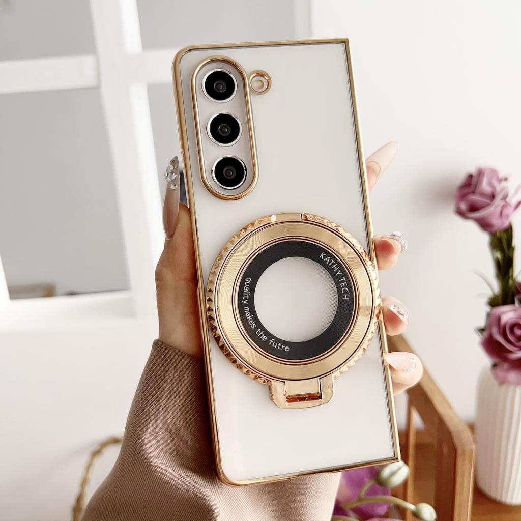 Applicable To Samsung Zfold7 Mobile Phone Case Folding Zfold6 Electroplated Magnetic Bracket Zfold4/3 All-inclusive Protective Case