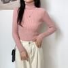 Pulover cu guler rotit Femei Toamna Iarna Nou Subțire cu mânecă lungă Pulover cu gât înalt Pulovere tricotate Pulover alb Topuri de bază Haine casual femei