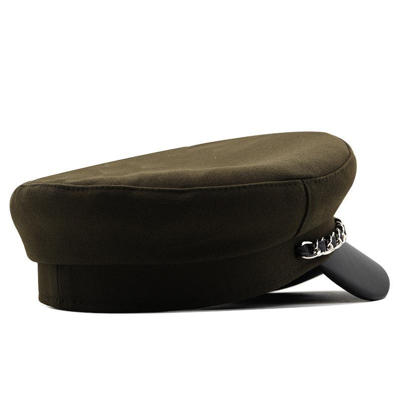 Simple cotton chain flat top duck tongue navy hat women's autumn and winter new fashion versatile British retro hat