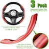 3 Pack Anti-Skid Segmented Carbon Fiber Car Steering Wheel Cover Protector Red