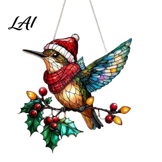 Natur-Thema Hängende Kunst Acryl Landschafts-/Vogel-Ornament Buntglas-Stil Anhänger Beidseitig Einzigartig Weihnachtsfeier Zubehör Dekoration