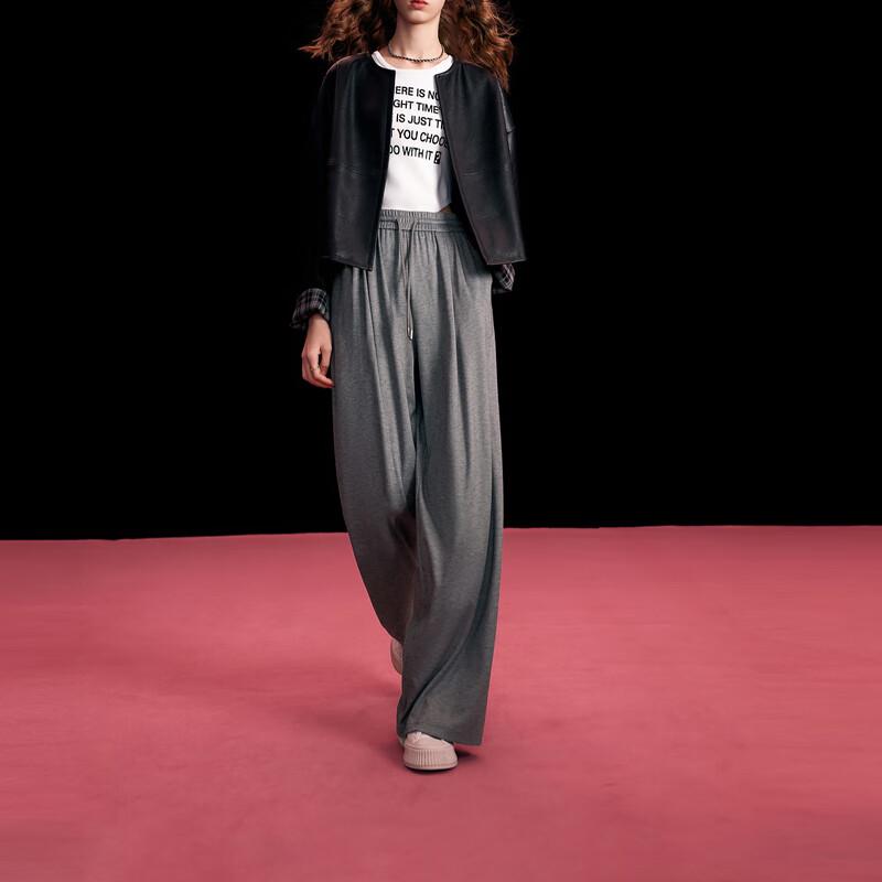 Women s Elastic Waist Loose Wide-Leg Casual Pants L