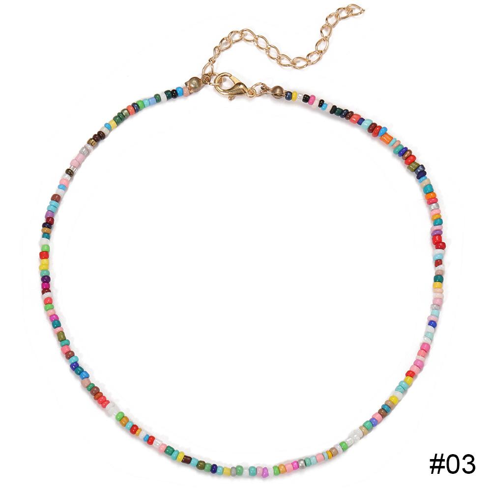 Fashion Creative Colorful Rice Bead Necklace Bohemian Clavicle Choker Beaded Necklace Jewelry Gifts for Women
