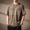 Men's Premium Retro Textured Color-block Ice Silk T-Shirt