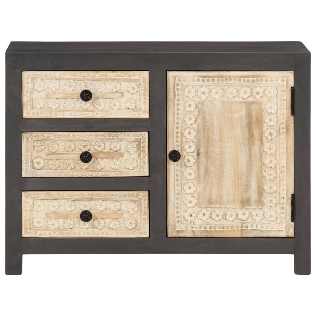 Sideboard Gray and White 75x35x55 cm Solid Mango Wood