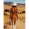 Tassel V-neck Long-sleeved Slim Zipper Dress For Women
