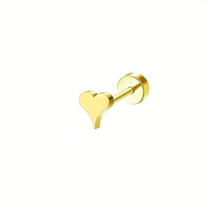 Bobisty 1Piece Earrings for Women Men Stainless Steel Tiny Cartilage Star Moon Heart Elegant Cartilage Piercing Jewelry