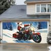 2D Badass Santa Claus on Motorcycle Tapestry Modern Room Decor