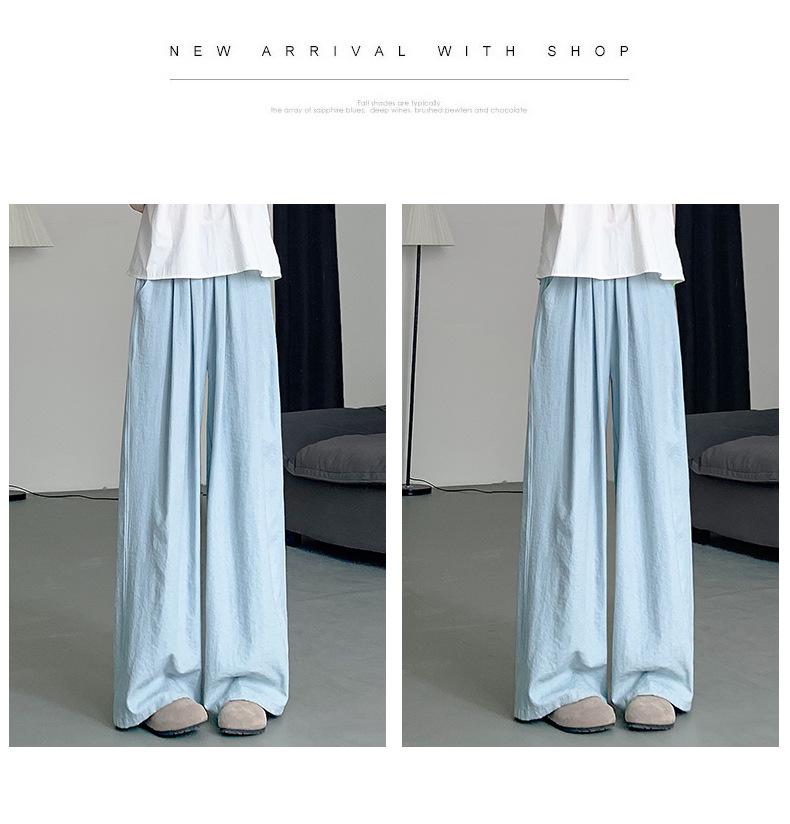 Yamamoto Blue High-Waisted Slimming Straight-Leg Textured Wide-Leg Pants 2025