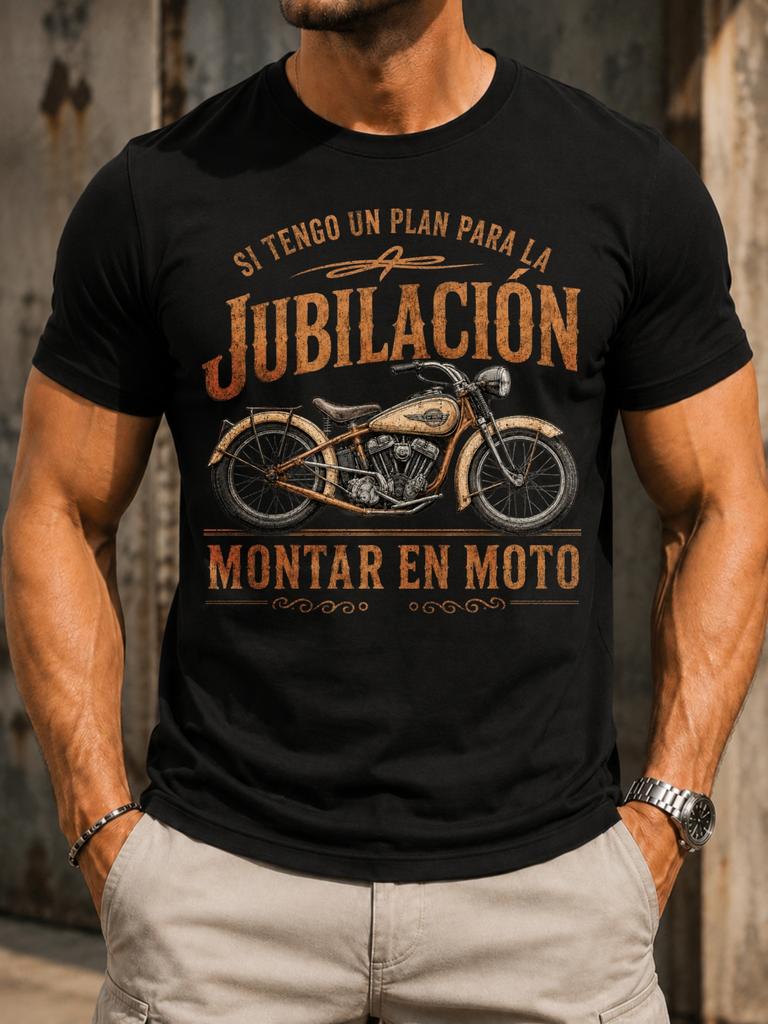 Spanish Retiret Motorcycle Distressed Classic Bike Illustration Bronze Lettering And Oldroad Unisex All TShirt