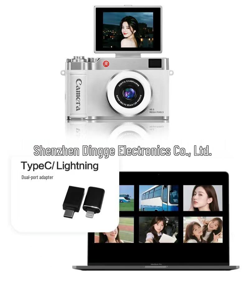 4K HD Flip Screen Digital Camera with 16x Zoom - Retro Design, Student Entry-Level CCD Camera