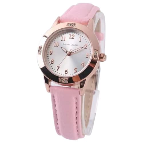 Girls' Watch, Popular and Cute, Leather Band, Luminous Quartz Movement, Fashionable, Women's Watch (Pink)