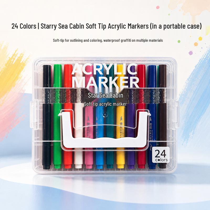 Washable Soft Tip Acrylic Marker Pen - Non-Bleeding, Stackable, Ideal for Students and Graffiti Art