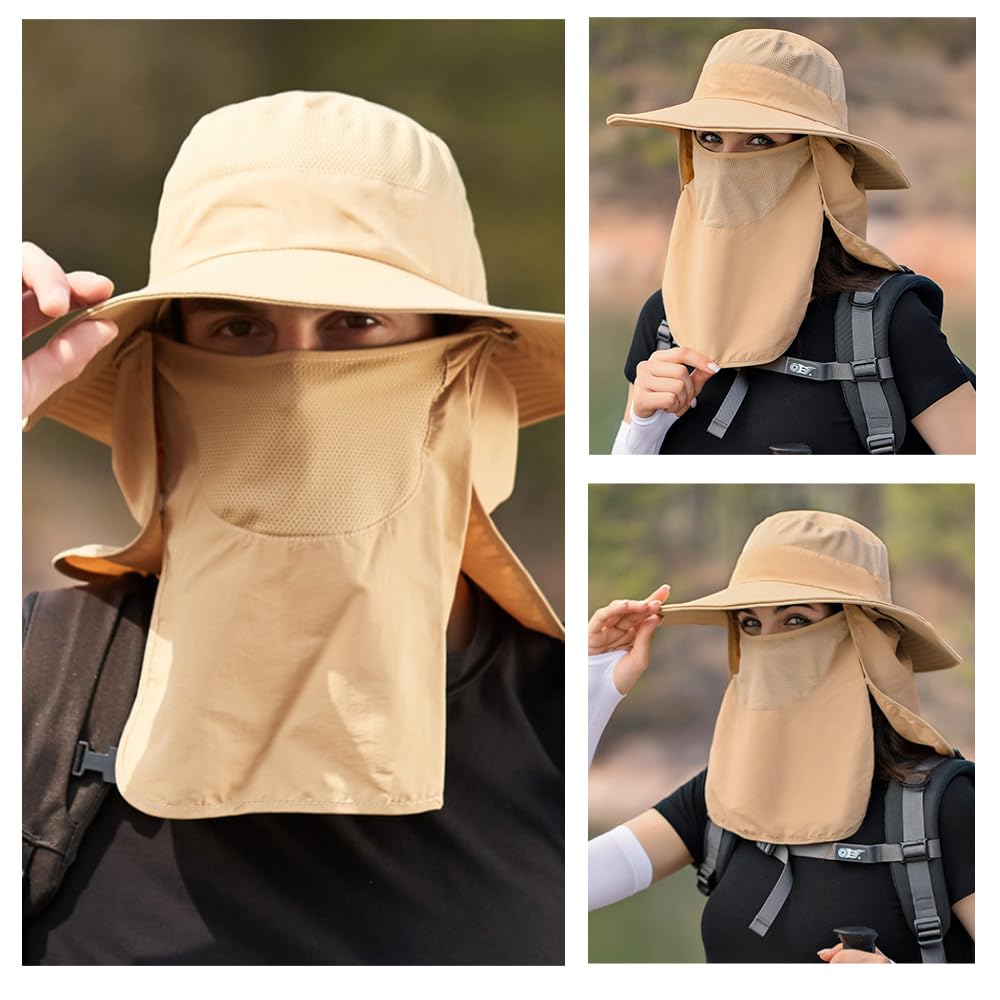 Safari Hat for UV Wide Ultra Shade Sun UV Quick Mountain Navy [FIGHTAGON] Men, Protection, UPF50+, Brim, Lightweight, Mesh, Hat, Protection,