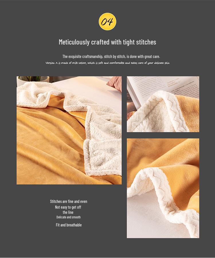 Double-Layer Plush Lamb Wool & Milk Velvet Blanket – Thick Flannel & Coral Velvet Throw for Bed or Air Conditioning.