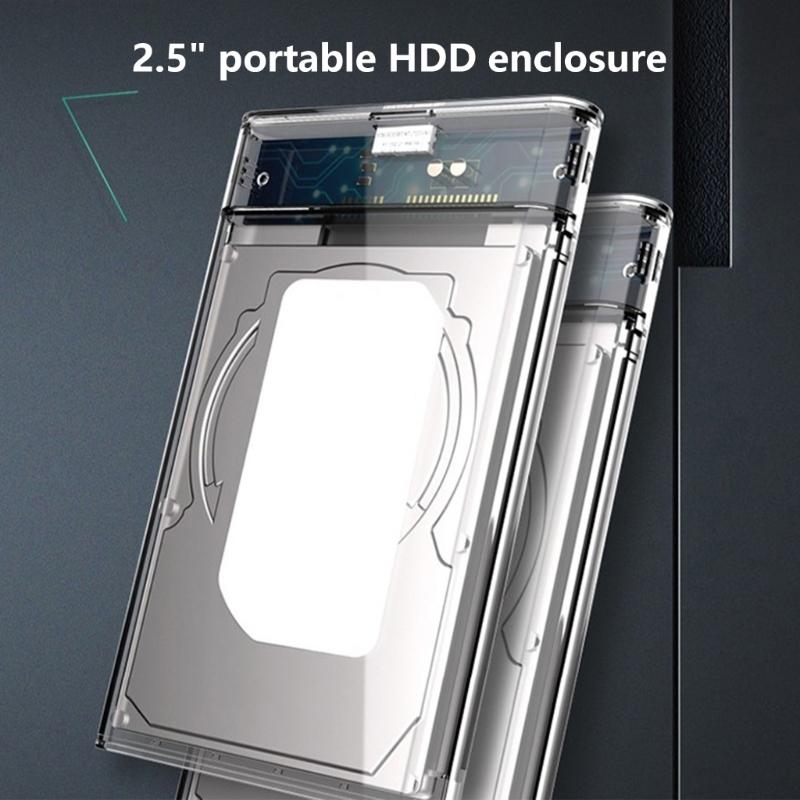 Klares 2,5-Zoll-Externes Festplattengehäuse für Solid-State-Laufwerke und HDD, kompatibel für mehrere Systeme