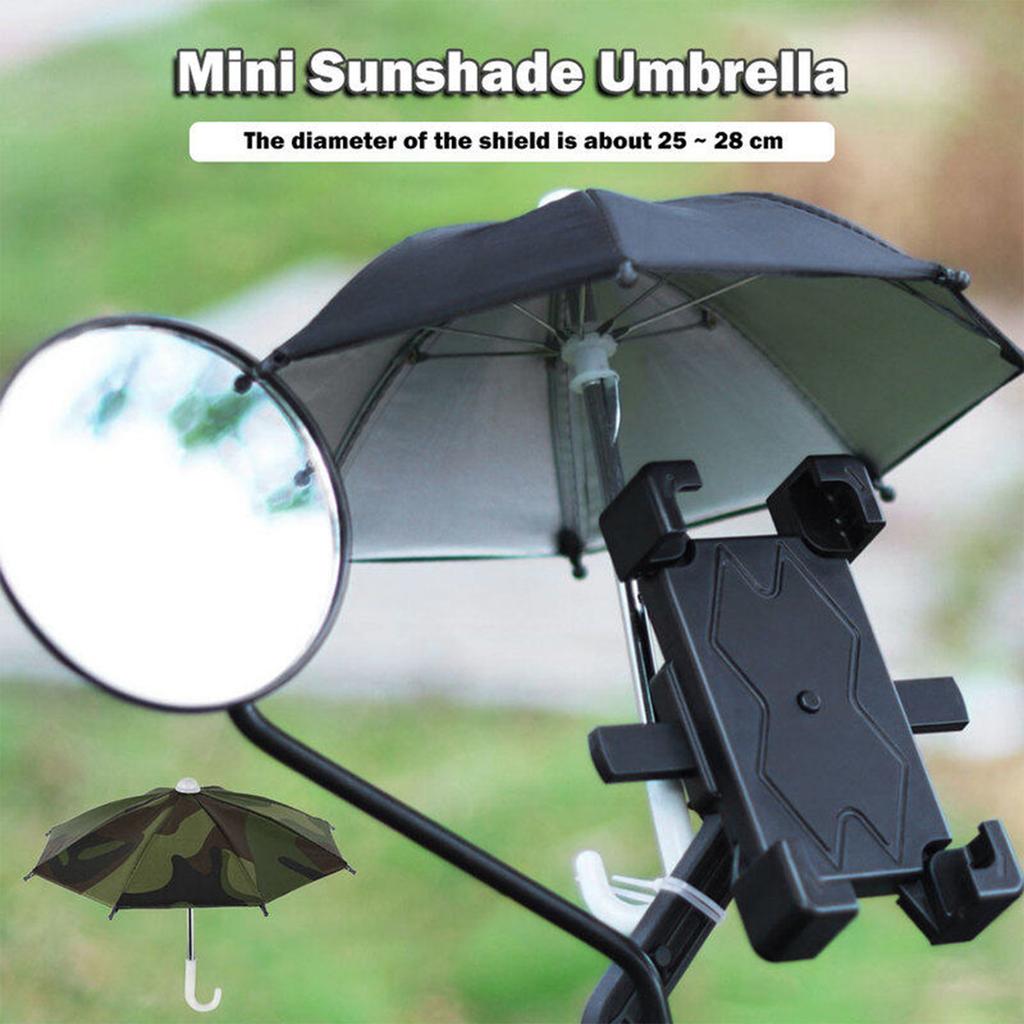 Motorcycle Phone Holder Sunshade Umbrella Compact Mini Phone Holder Umbrella with Ties