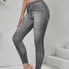 Vintage High-Elastic Faux Denim Yoga Pants for Women