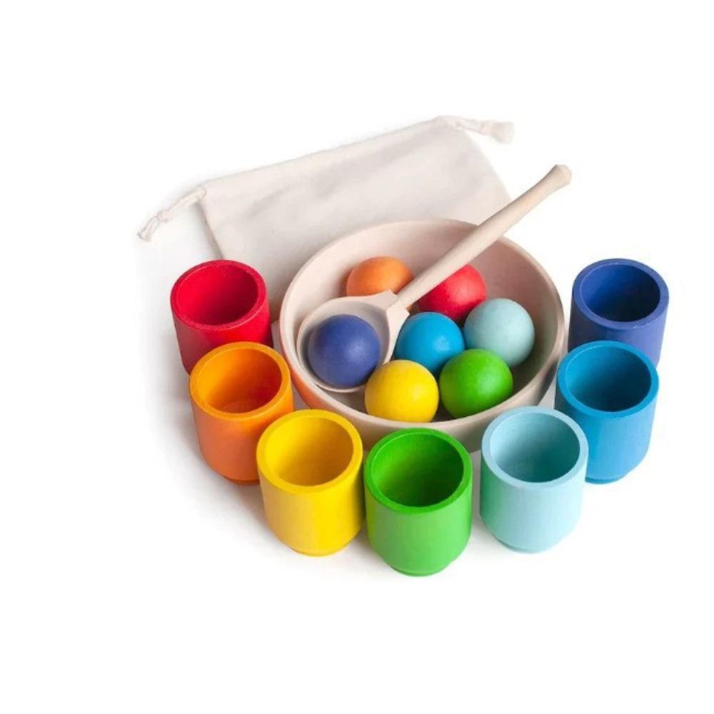 

Wooden children s kindergarten 12-color ball and cup color classification matching clip beads early education educational toys