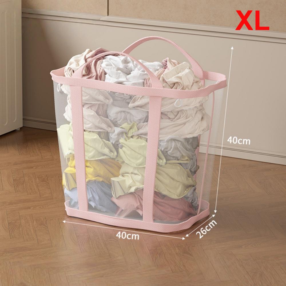 1 Nylon Mesh Laundry Basket with Handle, Breathable, Foldable, Clothes Storage Bag, Large Capacity Storage Bag