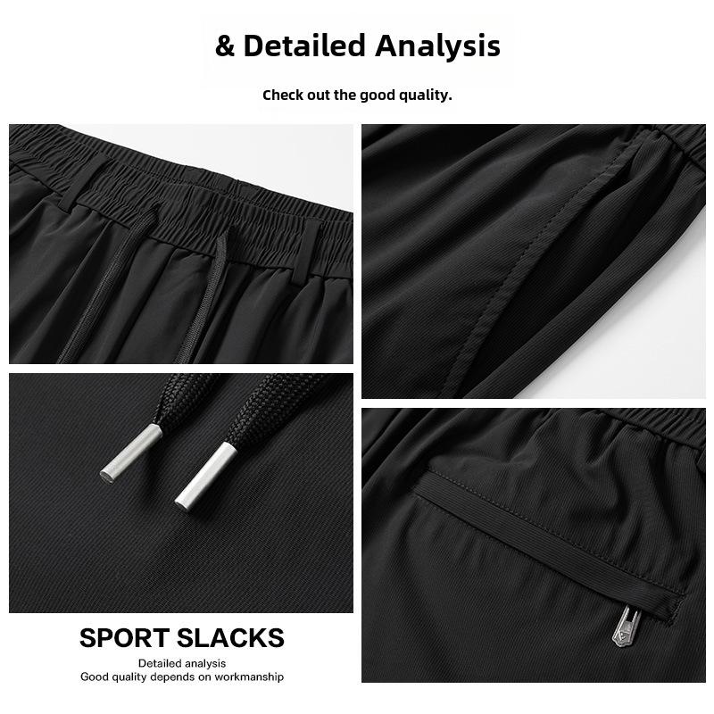 Pánské letní lehké elastické business kalhoty z ledového hedvábí pro všechny věkové kategorie