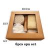 Conjunto de Banho 6/7 peças Toalha Esfoliante SPA Escova de Banho Pedra para Esfoliar os Pés Flor de Banho de Sisal Conjunto Caixa de Presente de Feriado Acessórios de Banheiro