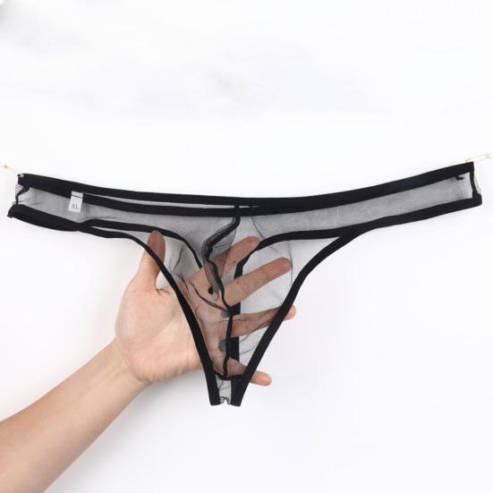 Men Briefs Stretchy See-through Low Waist No Bound Feeling Mesh Men Underpants Inner