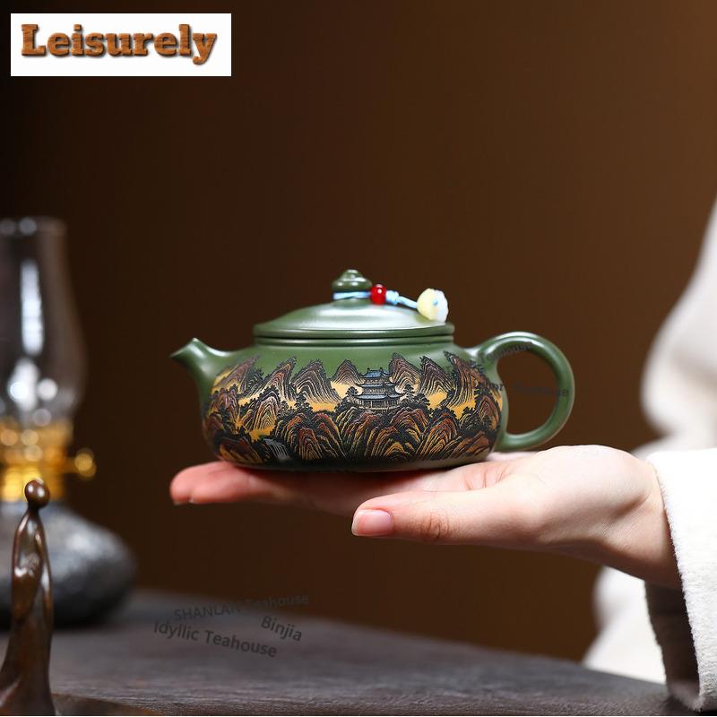 230ml Vintage Yixing Lila Ton Teekannen Handgefertigt Han Jiang Kanne Roh Erz Grüner Schlamm Kessel Chinesisches Zisha Teeservice Geschirr Geschenk