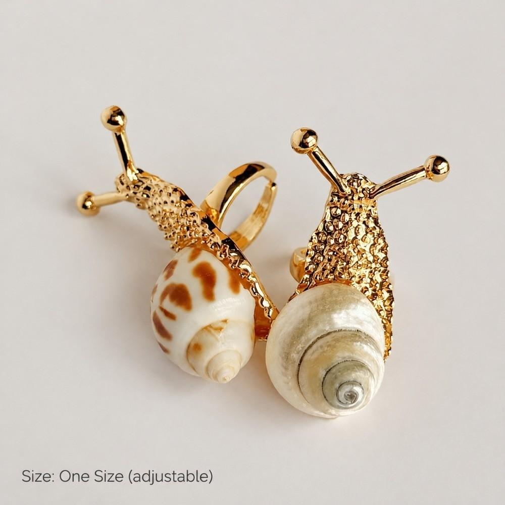 Adjustable Open Rings White Shell Geometric Ring Personality Shell Snail Ring Jewelry Gift