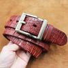 3,8 cm breiter trendiger Dornschließen-Gürtel aus echtem Leder mit Retro-Krokodilmuster - Vielseitiger Herren-Gürtel aus Rindsleder