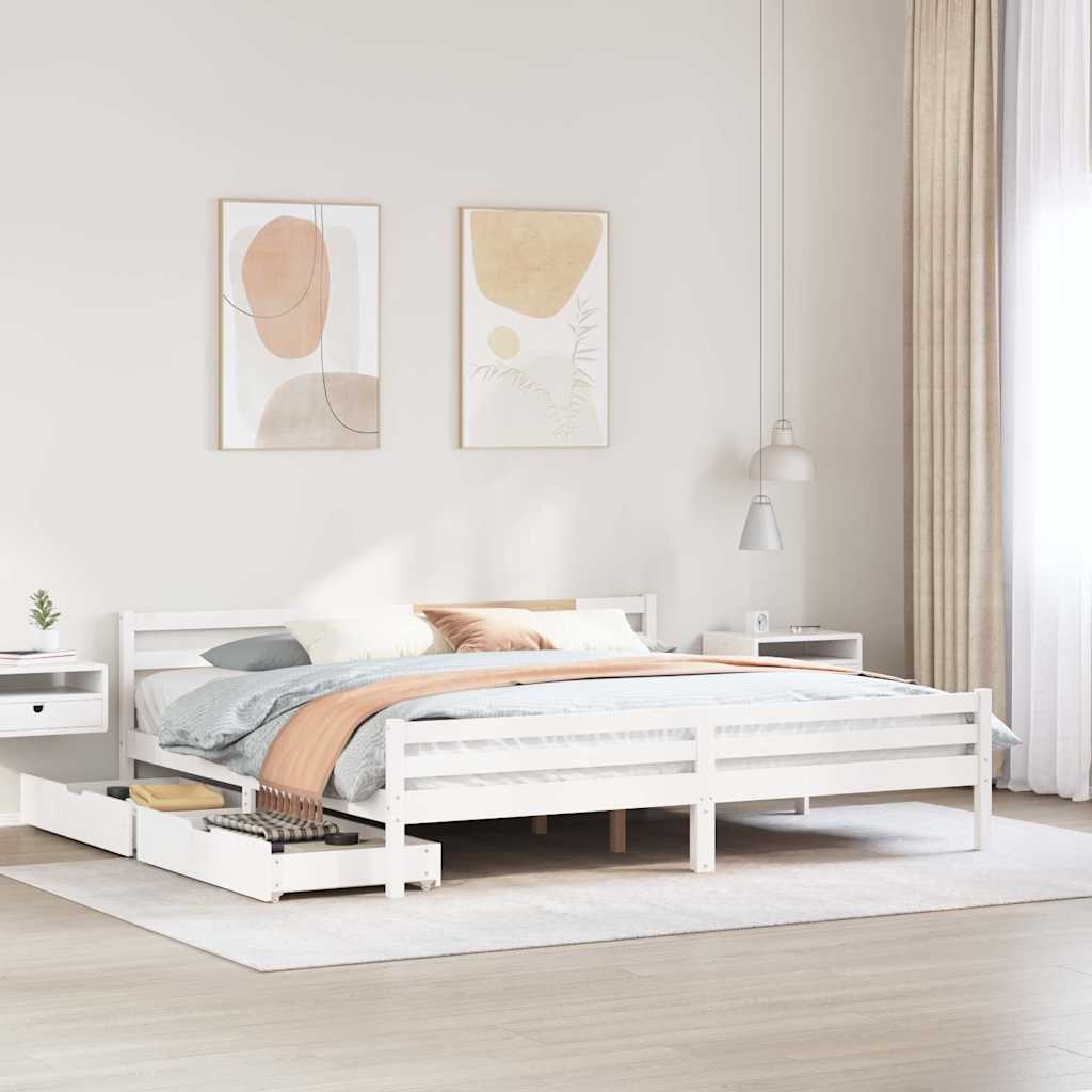 Solid Wood Bed without Mattress White 200x200 cm Pine Wood