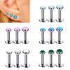 3pc 3/4/5mm Opal Internally Threaded Labret Ring Set 6-12mm Steel Bar Nose Ear Tragus Monroe Lip Stud Piercing