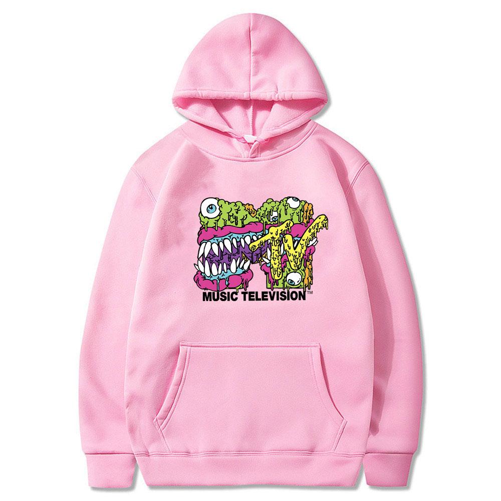 Felpa con Cappuccio Grafica Mostro MTV Music Television Moda Uomo Donna Vintage Oversize Pullover Unisex Casual Felpa Cotone con Cappuccio