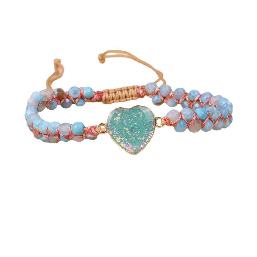 Bracelets en perles faites à la main avec opale bleue et cœur