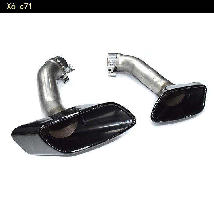 08-13 BMW X6 E71 Black Square Exhaust Tailpipe Stainless Steel Muffler