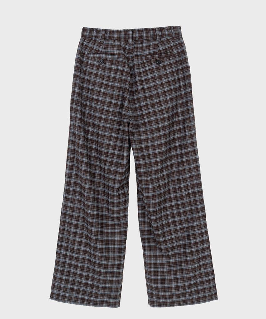 PREF Brown Tratan Check Elastic Waist Trouser