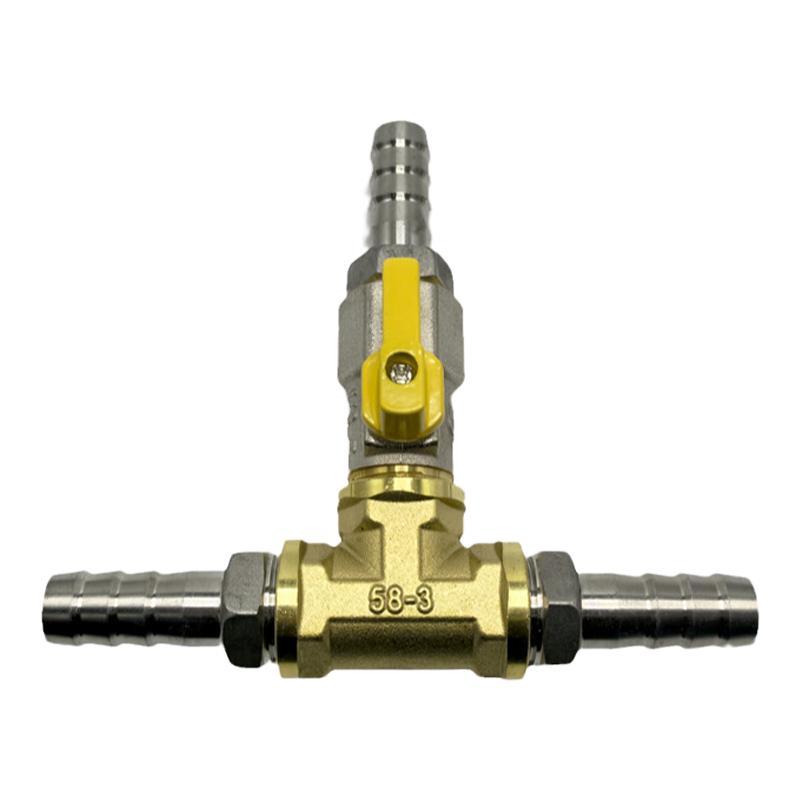 Brass Push-to-Connect Ball Valve Reducing Tee for Water Pipes (Sizes: 6/8/10/12/14/16mm)